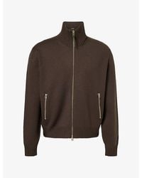 Tom Ford - Funnel-Neck Elbow-Patch Wool Cardigan - Lyst