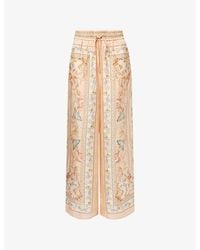 Zimmermann - Roselight Wide-Leg Silk Trousers - Lyst