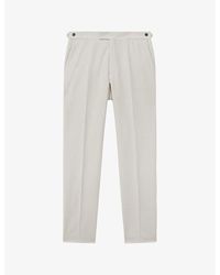 Reiss - Grove Pressed-crease Slim-leg Stretch-woven Trousers - Lyst
