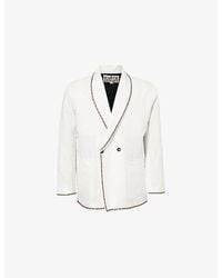 Kartik Research - Double-Breasted Contrast-Embroidered Linen Jacket - Lyst