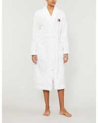 Tommy Hilfiger Logo-embroidered Cotton-terry Dressing Gown - White