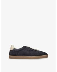 Brunello Cucinelli - Foiled-Logo Suede Low-Top Trainers - Lyst