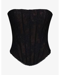 House Of Cb - Mira Longline Strapless Woven Corset Top - Lyst