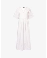 Weekend by Maxmara - Gathered-Motif Cotton-Poplin Midi Dress - Lyst