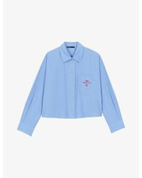 Maje - Logo-Embroidered Pleated-Back Woven Shirt - Lyst