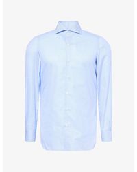 Finamore 1925 - Gingham-Print Long-Sleeve Cotton-Poplin Shirt - Lyst