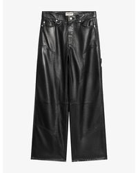 Zadig & Voltaire - Perya Wide-Leg Mid-Rise Leather Trousers - Lyst