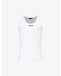 Versace - Brand-embroidered Stretch-cotton Vest Top - Lyst
