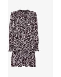 Whistles - Dashed Animal-print Woven Mini Dress - Lyst