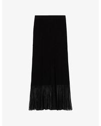 Claudie Pierlot - Pleated Ribbed Knitted Maxi Skirt - Lyst
