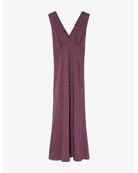 Whistles - Sleeveless Mini-Spot Woven Midi Dress - Lyst