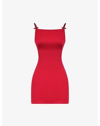 House Of Cb - Dainty Square-Neck A-Line Satin Mini Dress - Lyst