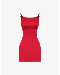 House Of Cb - Dainty Square-Neck A-Line Satin Mini Dress - Lyst