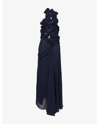Victoria Beckham - Cutout Floral-Applique Silk Gown - Lyst