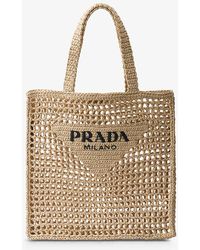 Prada - Logo-embroidered Crochet Tote Bag - Lyst