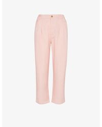 Whistles - Elasticated-waist Tapered Cotton Trousers - Lyst