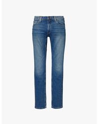 PAIGE - Federal Brand-Patch Straight-Leg Slim-Fit Stretch-Denim Jeans - Lyst