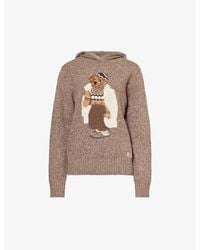 Polo Ralph Lauren - Polo Bear Graphic-intarsia Wool And Cashmere-blend Hoody X - Lyst