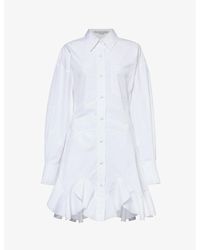 Stella McCartney - Shirt Patch-pocket Cotton Mini Dress - Lyst