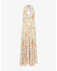 Reformation - Briony Halter-Neck Woven Midi Dress - Lyst