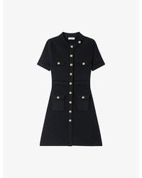 Sandro - Short-Sleeved Button-Up Knitted Mini Dress - Lyst