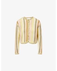 Zimmermann - Indra Stripe Crochet Cotton Cardigan - Lyst