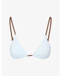 HYPHEN - Contrast-Trim Triangle Bikini Top - Lyst