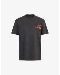 AllSaints - Direction Slogan-embroidered Cotton-jersey T-shirt X - Lyst
