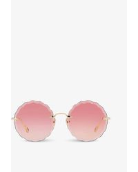 Chloé - Ch0047s Metal Scalloped Round-frame Sunglasses - Lyst
