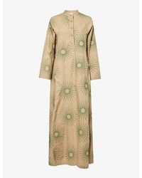 Dries Van Noten - Embroidered-pattern Round-neck Cotton Maxi Dress - Lyst