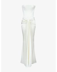 House Of Cb - Camellia Strapless Satin Bridal Gown - Lyst