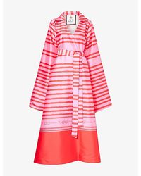 Ara - Brand-Print Relaxed-Fit Satin Kaftan Dress - Lyst
