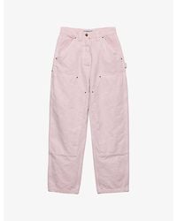Prada - Triangle-Patch Wide-Leg Canvas Trousers - Lyst