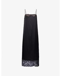 Reformation - Mackenzie Lace-Trim Silk Midi Dress - Lyst