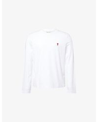 Ami Paris - Logo-Embroidered Cotton-Jersey T-Shirt - Lyst