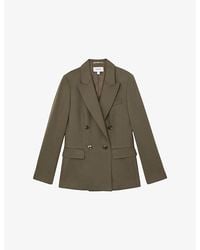 Reiss - Solene Peak-Lapel Double-Breasted Stretch Wool-Blend Blazer - Lyst
