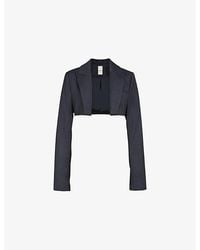 Mistress Rocks - Peak-Lapel Cropped Woven Blazer - Lyst