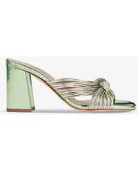 LK Bennett - Coletta Knotted-strap Metallic Faux-leather Mules - Lyst