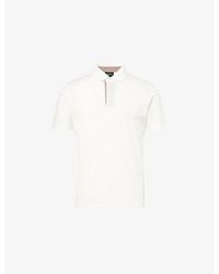 Emporio Armani - Embroidered-Logo Short-Sleeve Cotton Polo Shirt - Lyst