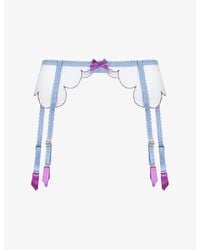 Agent Provocateur - Lorna Bow-Embellished Mesh Suspender Belt - Lyst