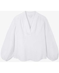 The White Company - The Company Double Pop-over Organic-cotton Blouse - Lyst
