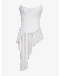 House Of Cb - Renata Micro-Pleat Strapless Woven Top - Lyst
