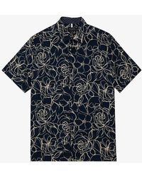 Ted Baker - Cavu Floral-print Short-sleeve Cotton Shirt - Lyst