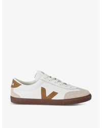 Veja - Volley Logo-Embroidered Leather Low-Top Trainers - Lyst