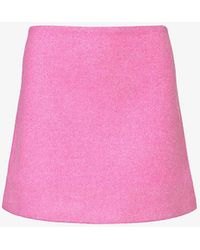 Ganni - Recycled Wool-blend Twill Mini Skirt - Lyst