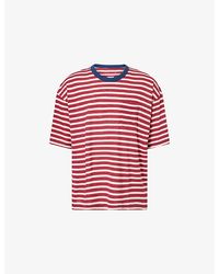 Visvim - Mondo Border Striped Wool And Cotton-Blend T-Shirt - Lyst