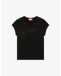 DIESEL - Tangie Oval D-embroidered Stretch Cotton-jersey T-shirt - Lyst