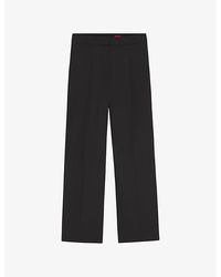 HUGO - Wide-Leg High-Rise Stretch-Woven Trousers - Lyst