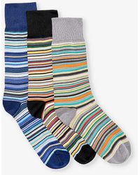Paul Smith - Signature Stripe-pattern Pack Of Three Cotton-blend Knitted Socks - Lyst