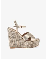 KG by Kurt Geiger - Songbird Metallic Faux-Leather Wedge Sandals - Lyst